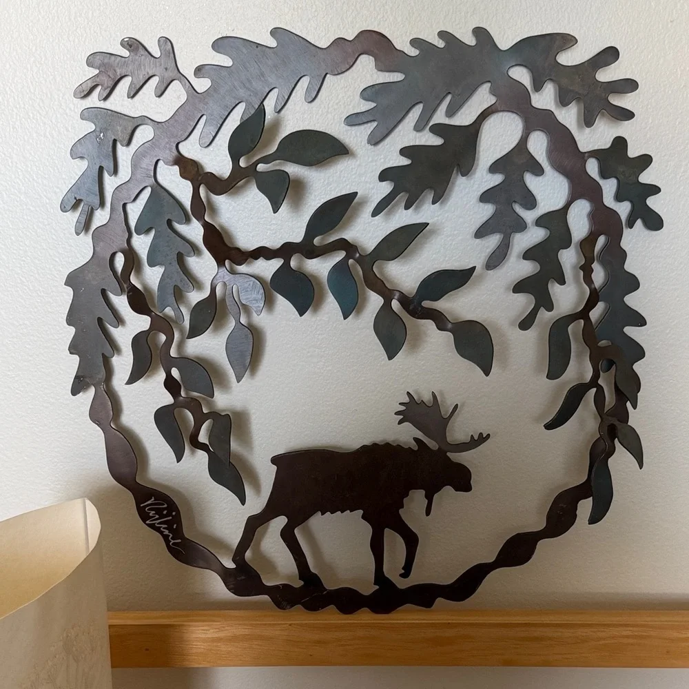 Nature-Inspired Moose Metal Wall Art - Black